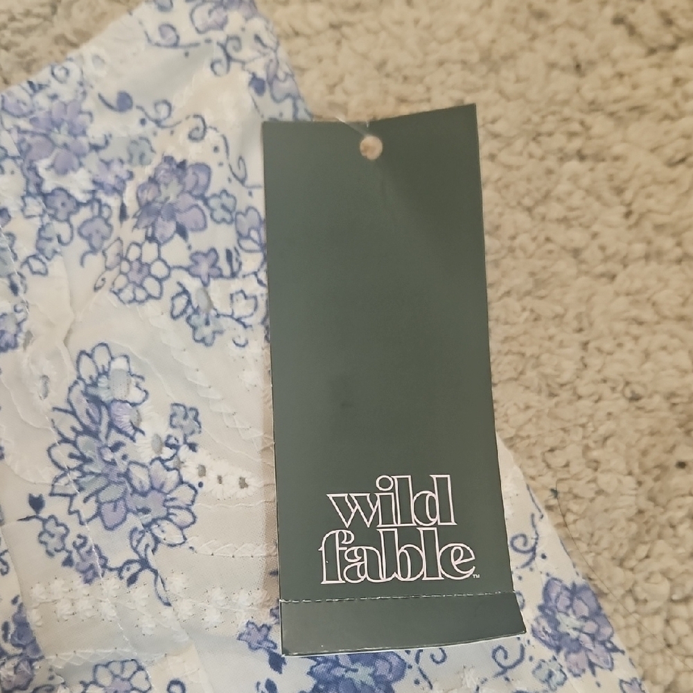 Wild Fable Above Knee Godet Full Skirt Blue Floral Size M NWT - Picture 6 of 7
